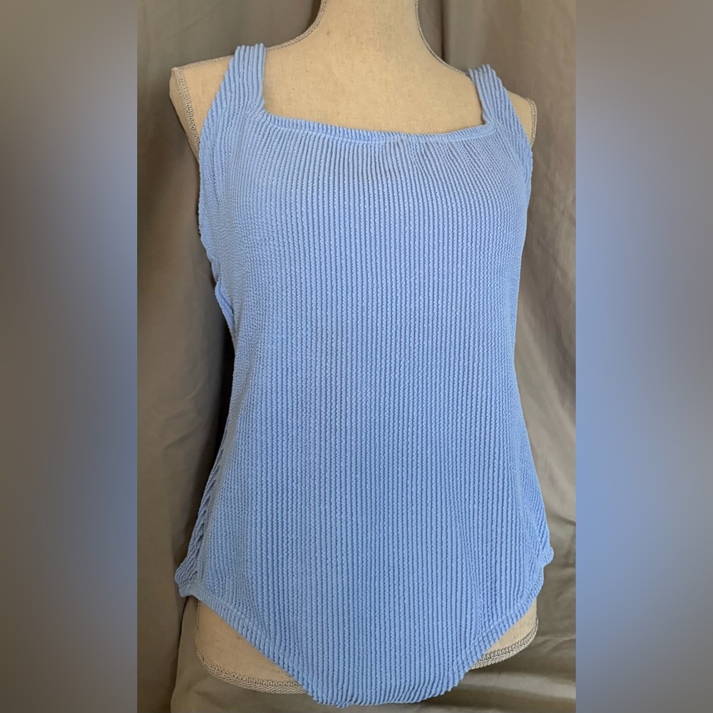 Kona Sol Blue Ribbed Tank One Piece